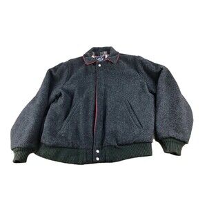 Woolrich Vtg Bomber Jacket Coat Men’s Sz M Gray Plaid-Lined 100% Wool USA Made